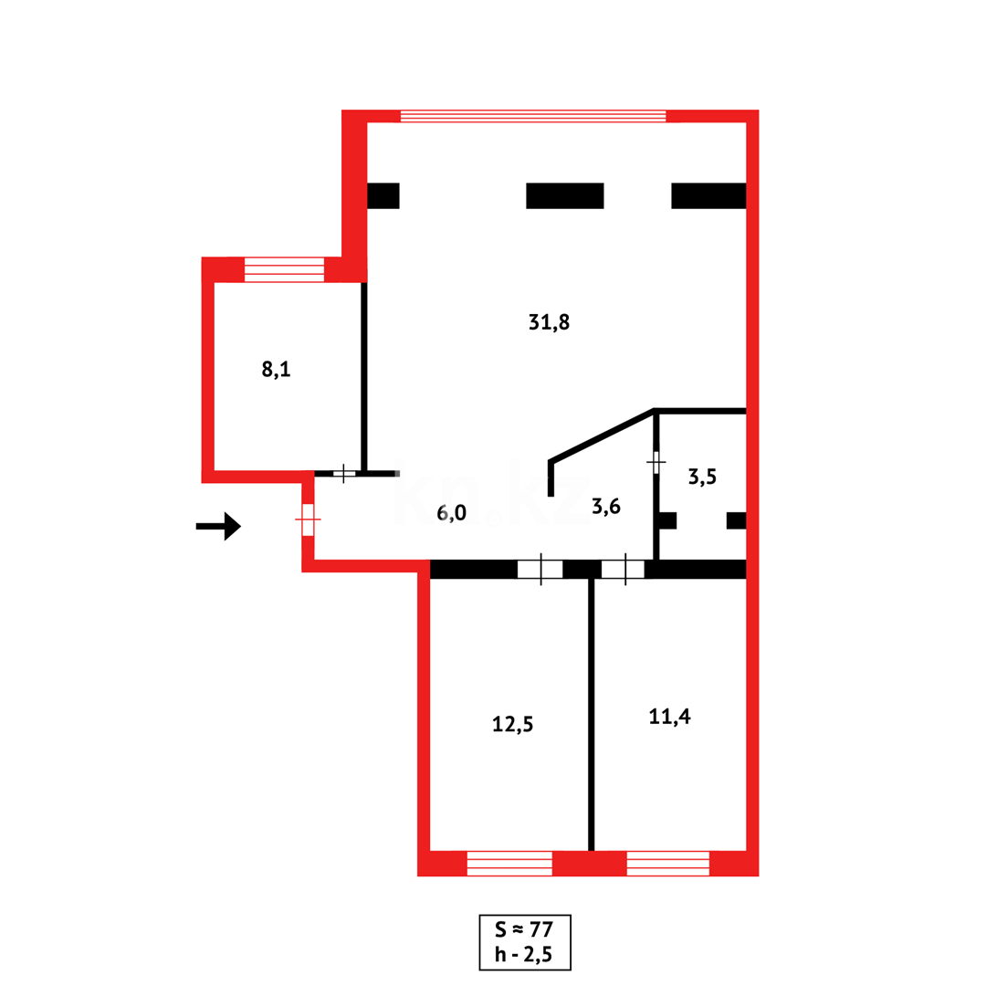Продажа 3-комнатной квартиры, 77 м² в Караганде - фото 16