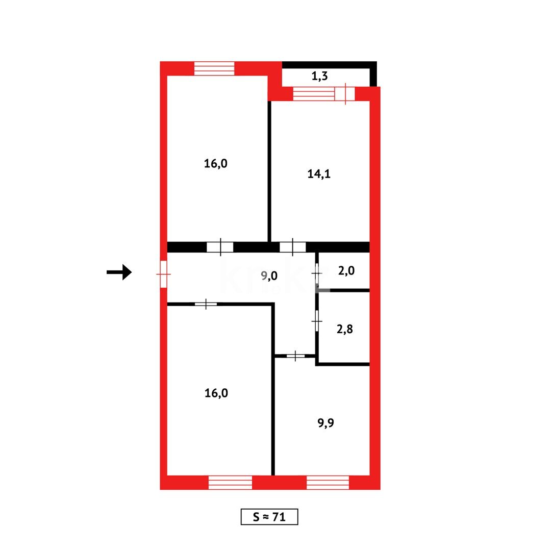 Продажа 3-комнатной квартиры, 71 м² в Темиртау - фото 2