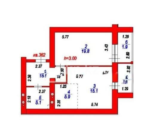 Продажа 2-комнатной квартиры, 57.8 м² в Астане