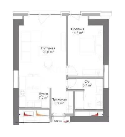 Продажа 2-комнатной квартиры, 57.4 м² в Алматы