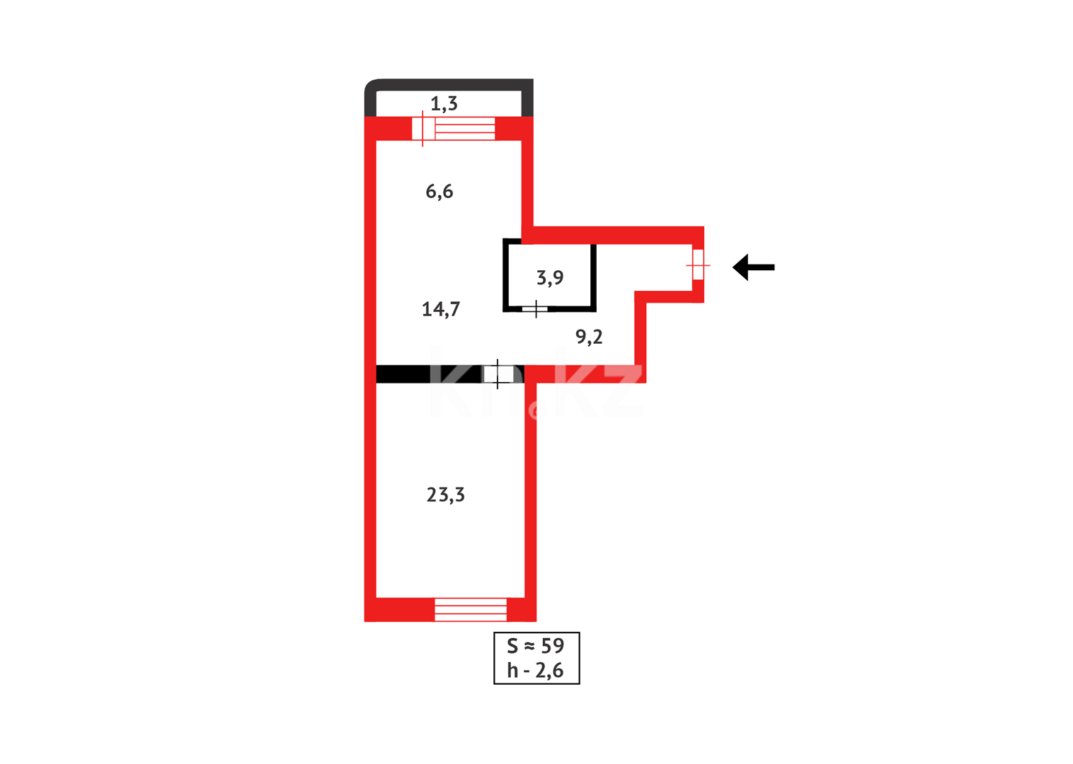 Продажа 2-комнатной квартиры, 59 м², ул. Асана Кайгы в Астане - фото 7