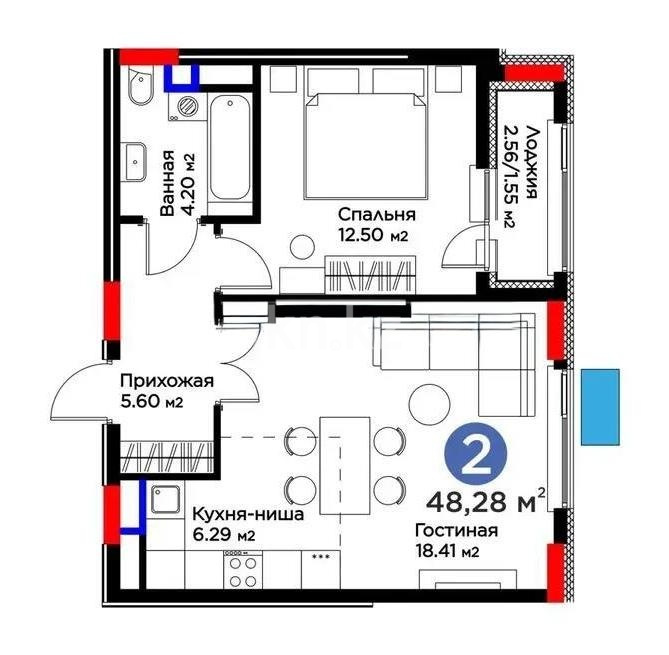 Продажа 2-комнатной квартиры, 50 м² в Астане