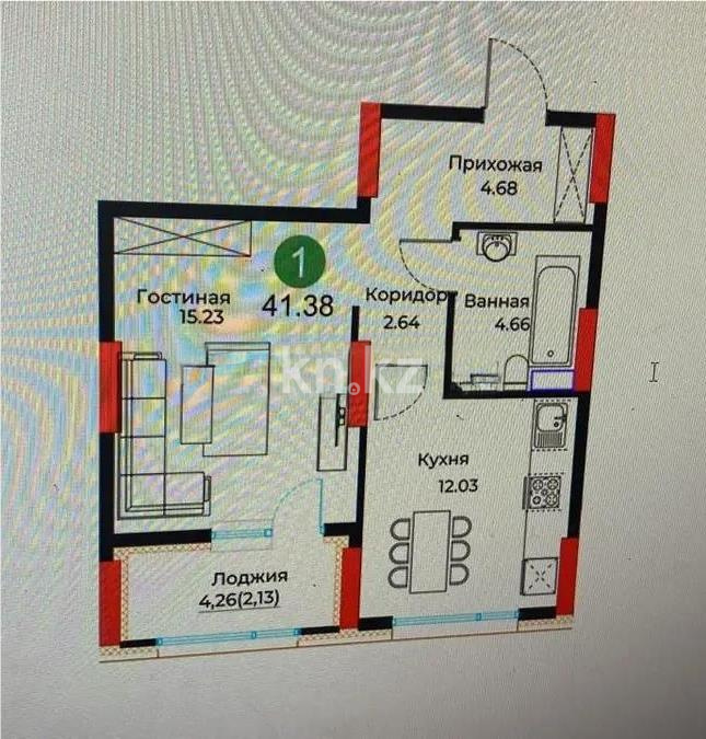 Продажа 1-комнатной квартиры, 41.9 м² в Астане
