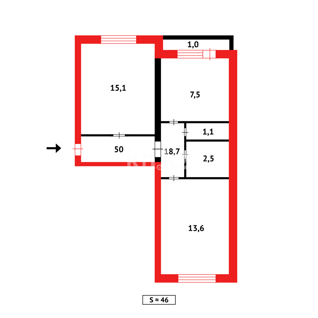 Продажа 2-комнатной квартиры, 46 м², ул. Локомотивная в Караганде - фото 12