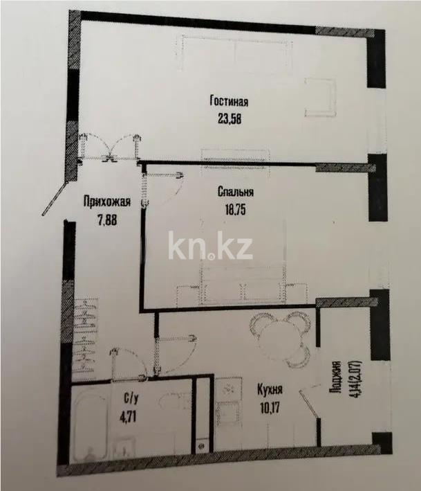 Продажа 2-комнатной квартиры, 67.16 м² в Астане