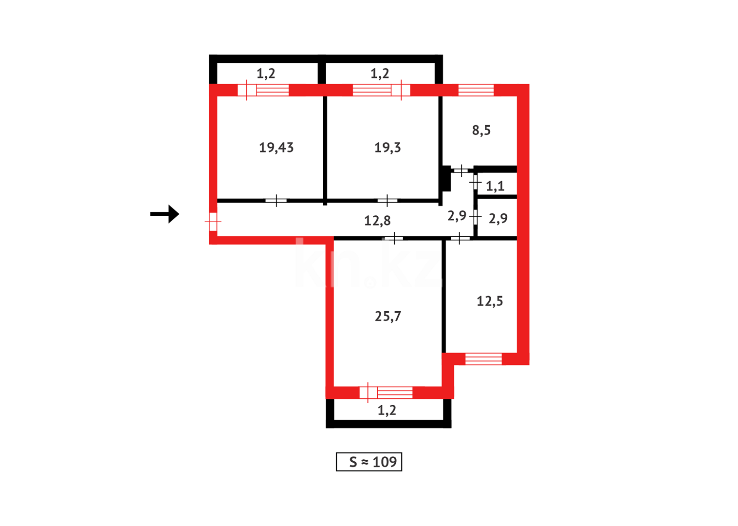Продажа 4-комнатной квартиры, 108 м² в Темиртау - фото 19