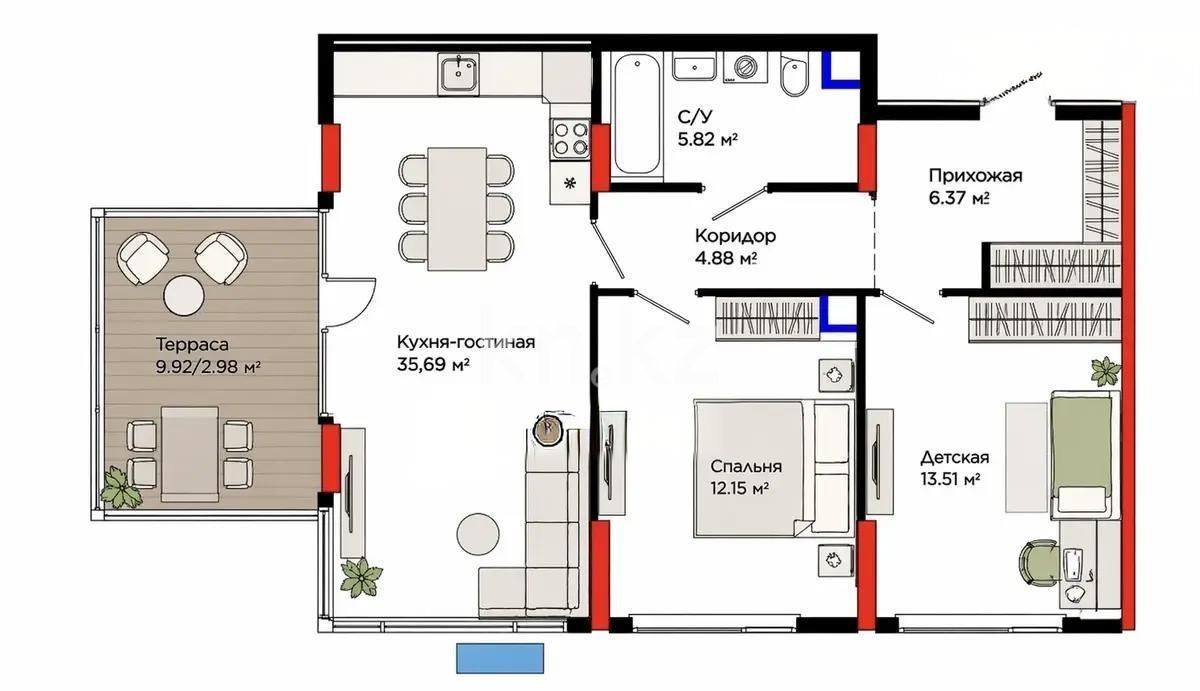 Продажа 3-комнатной квартиры, 70 м² в Астане
