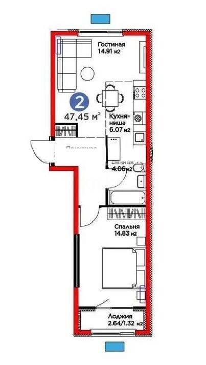 Продажа 2-комнатной квартиры, 50 м² в Алматы