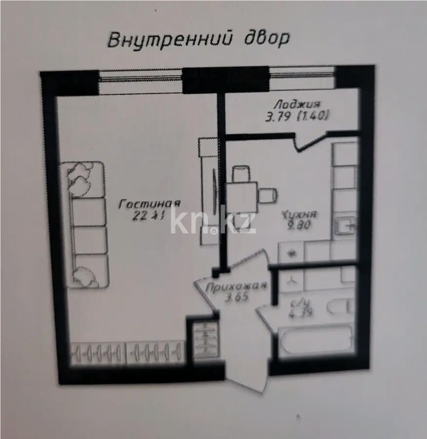 Продажа 1-комнатной квартиры, 41.68 м², ул. Молдагалиева, дом  6г в Астане