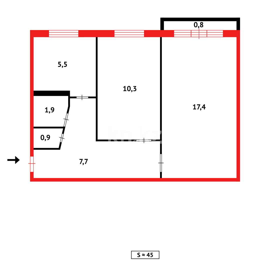 Продажа 2-комнатной квартиры, 45 м², пр. Мира в Темиртау - фото 10