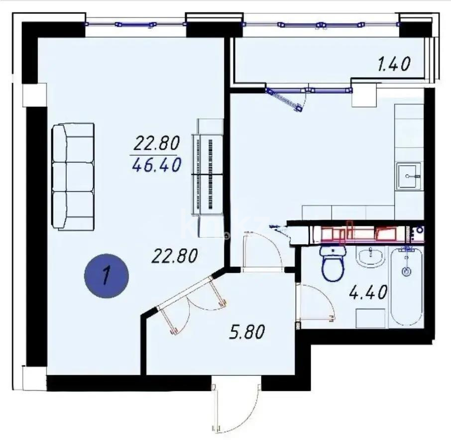 Продажа 1-комнатной квартиры, 40 м² в Алматы