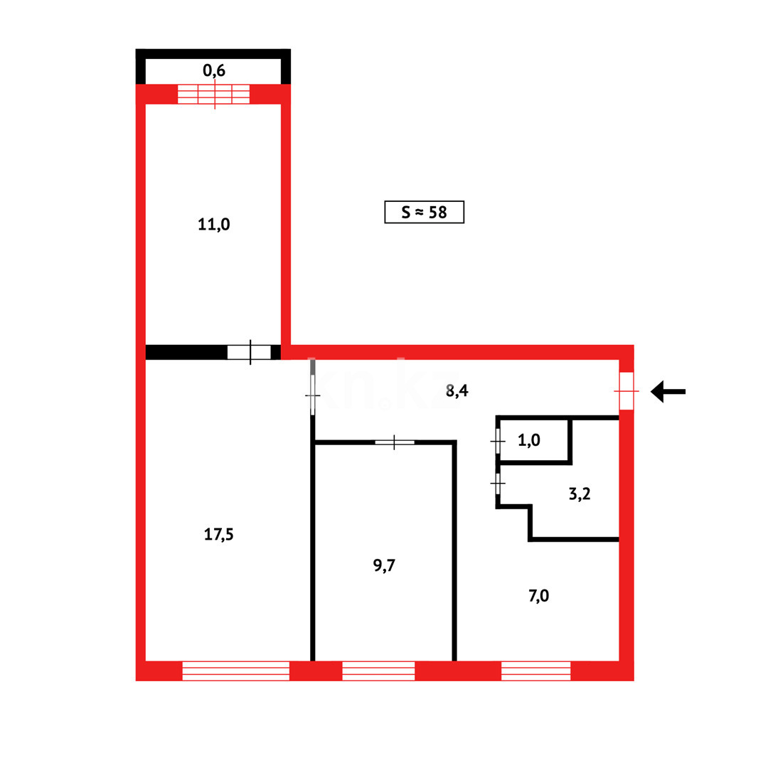 Продажа 3-комнатной квартиры, 58 м², мкр-н 7-й в Темиртау - фото 9