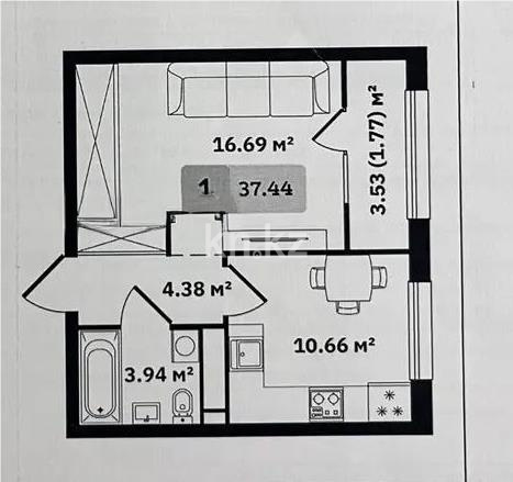 Продажа 1-комнатной квартиры, 37 м² в Алматы