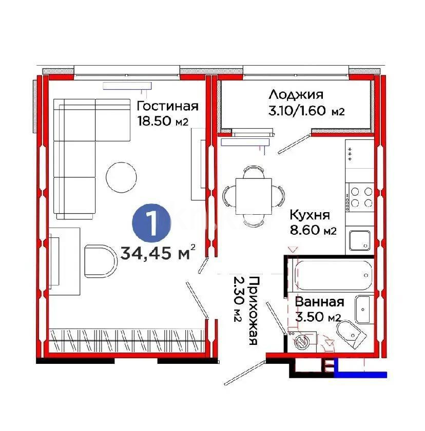 Продажа 1-комнатной квартиры, 34.3 м² в Астане - фото 4