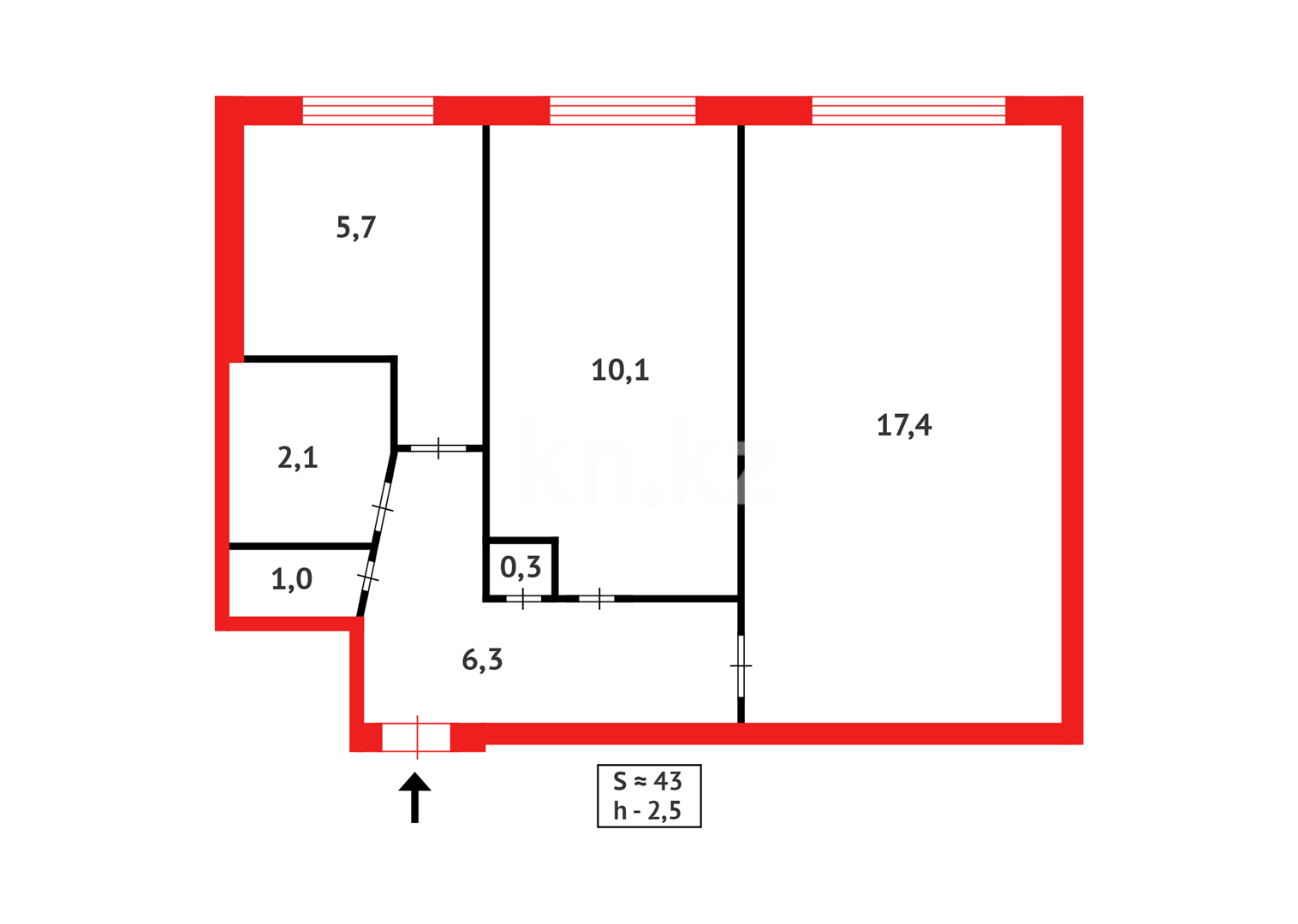 Продажа 2-комнатной квартиры, 42 м² в Караганде - фото 2