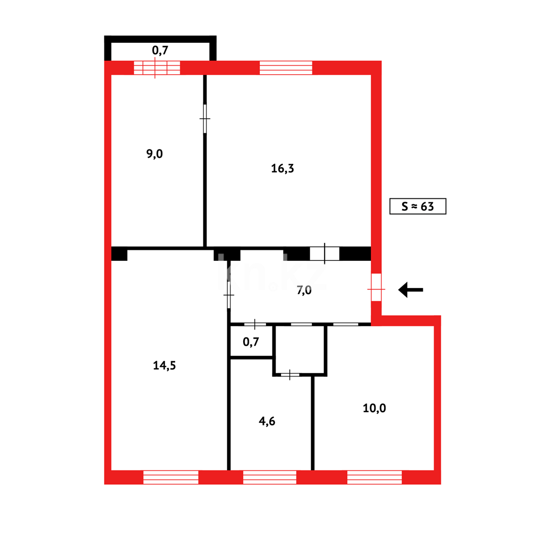 Продажа 2-комнатной квартиры, 61 м² в Караганде - фото 9