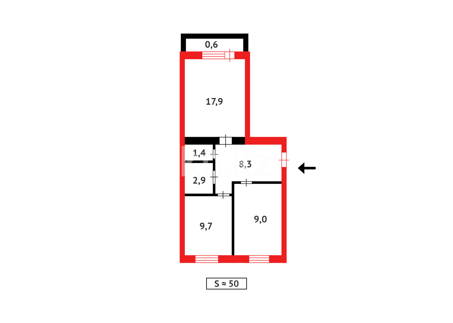 Продажа 2-комнатной квартиры, 50 м² в Темиртау - фото 14