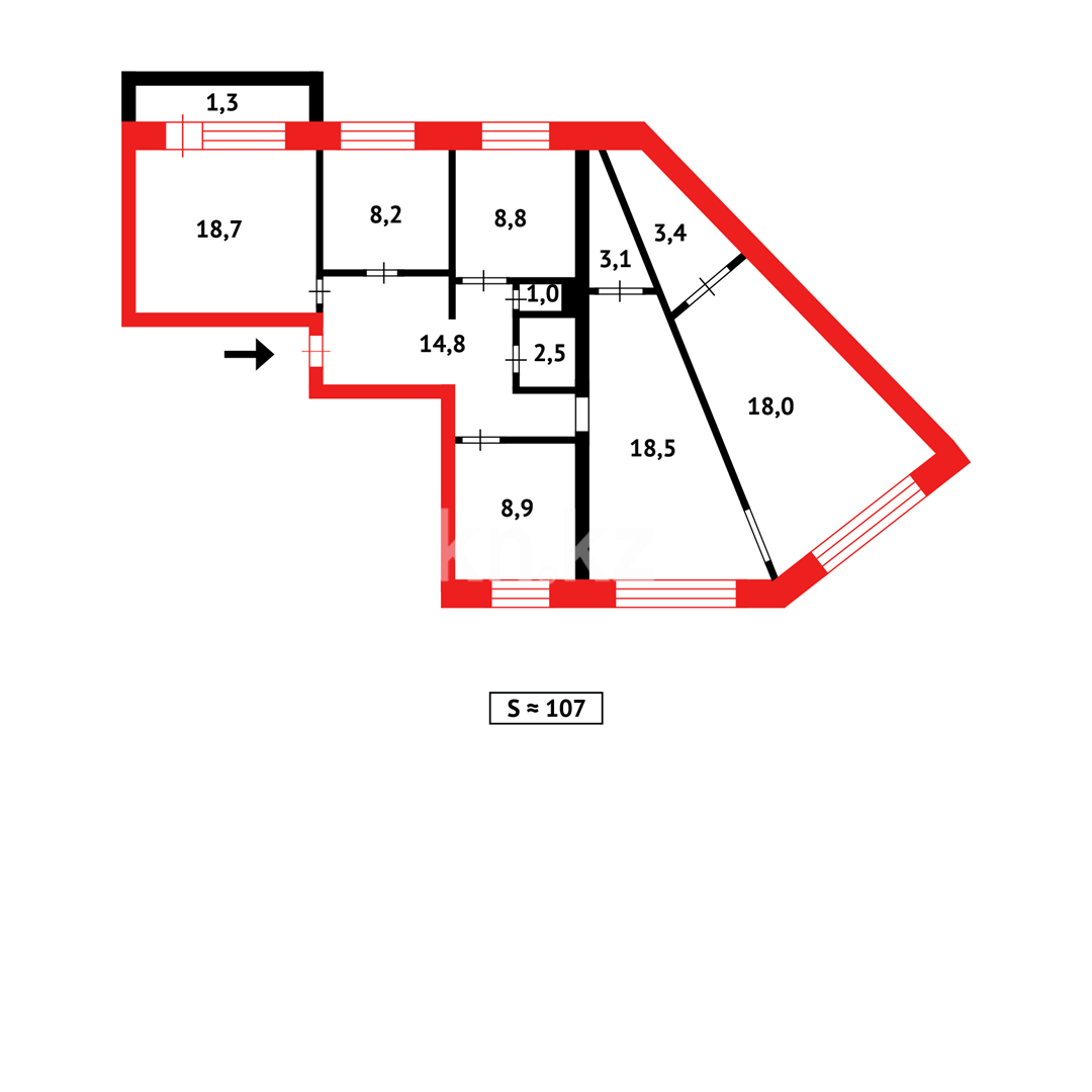 Продажа 5-комнатной квартиры, 107 м², мкр. Голубые Пруды в Караганде - фото 24