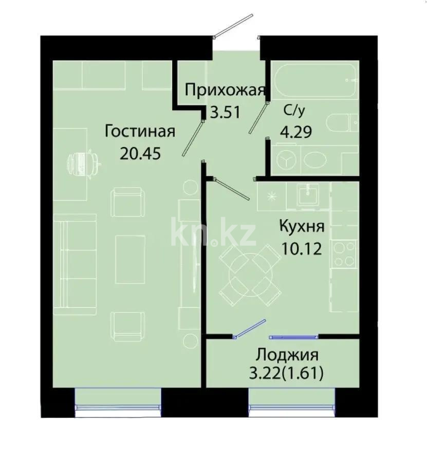 Продажа 1-комнатной квартиры, 40 м², ул. Жошы хана, дом  17 в Астане
