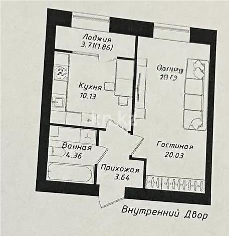 Продажа 1-комнатной квартиры, 40 м² в Астане