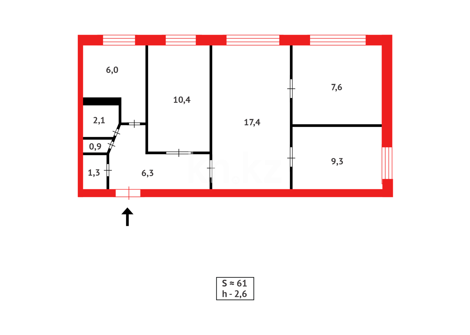 Продажа 4-комнатной квартиры, 61 м², мкр-н 15 в Караганде - фото 10