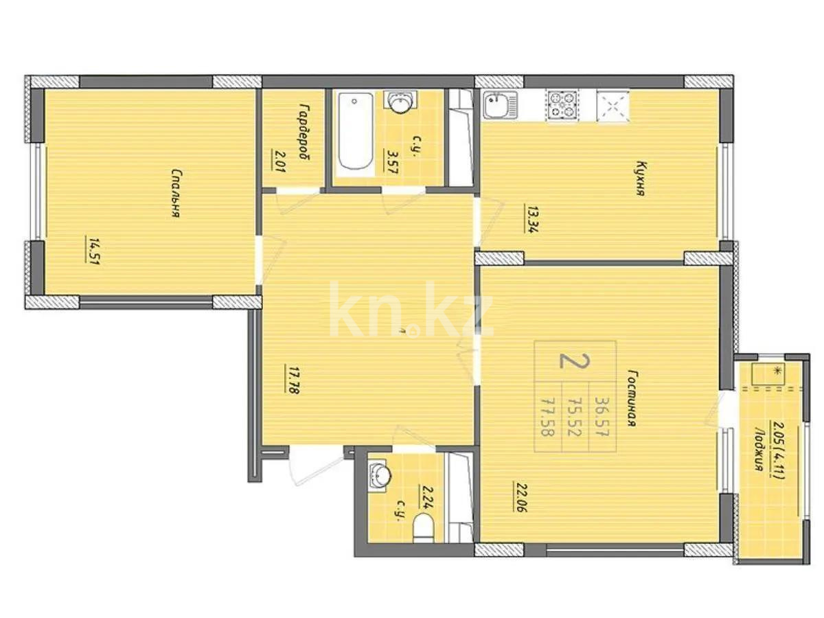 Продажа 2-комнатной квартиры, 80 м², ул. Бухар жырау, дом  34/2 в Астане - фото 5