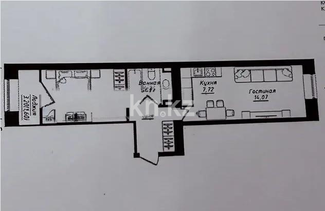 Продажа 2-комнатной квартиры, 47.5 м², ул. Нажимеденова, дом  5 в Астане