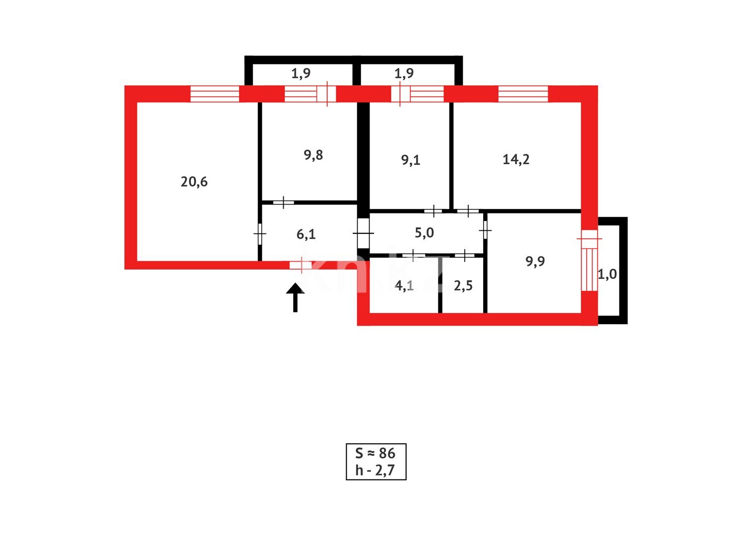 Продажа 4-комнатной квартиры, 86 м² в Караганде - фото 9
