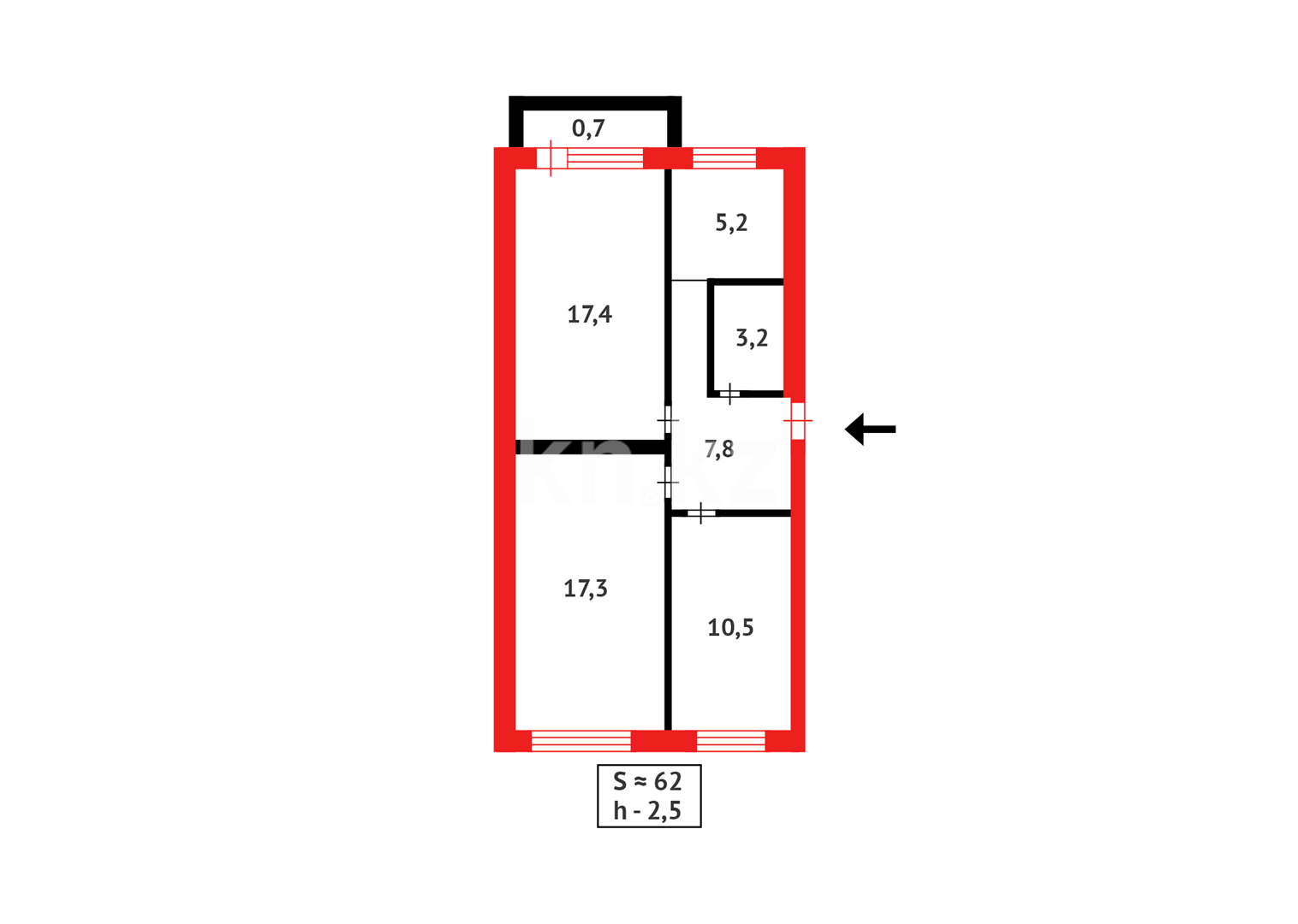 Продажа 3-комнатной квартиры, 62 м² в Караганде - фото 11