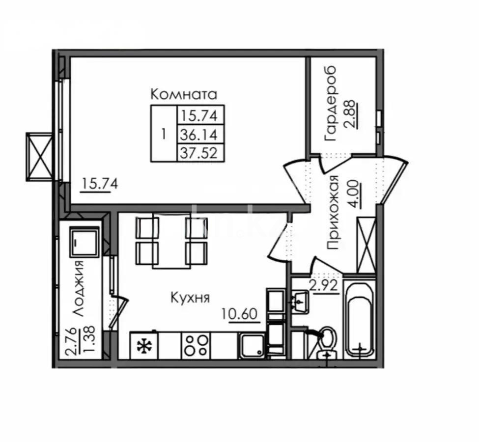 Продажа 1-комнатной квартиры, 38 м² в Астане - фото 3