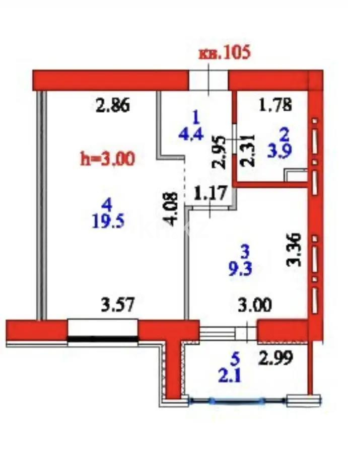 Продажа 1-комнатной квартиры, 39.3 м² в Астане