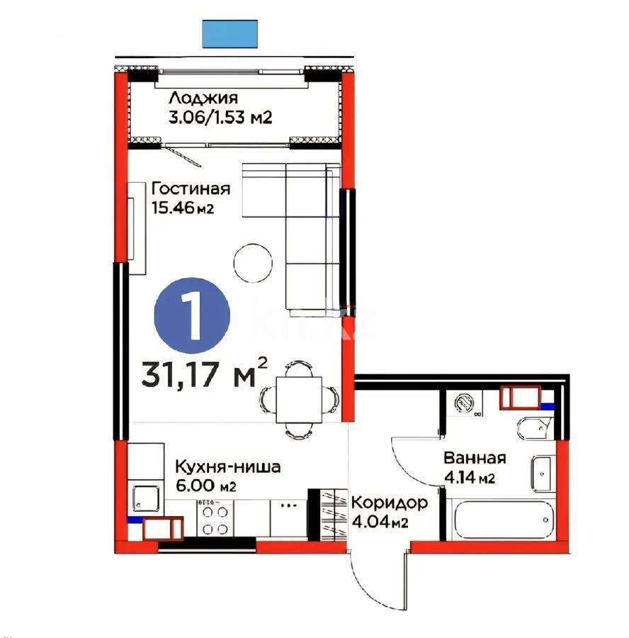 Продажа 1-комнатной квартиры, 31.17 м² в Алматы