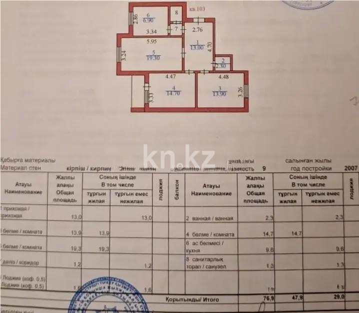 Продажа 3-комнатной квартиры, 76.9 м² в Астане - фото 4