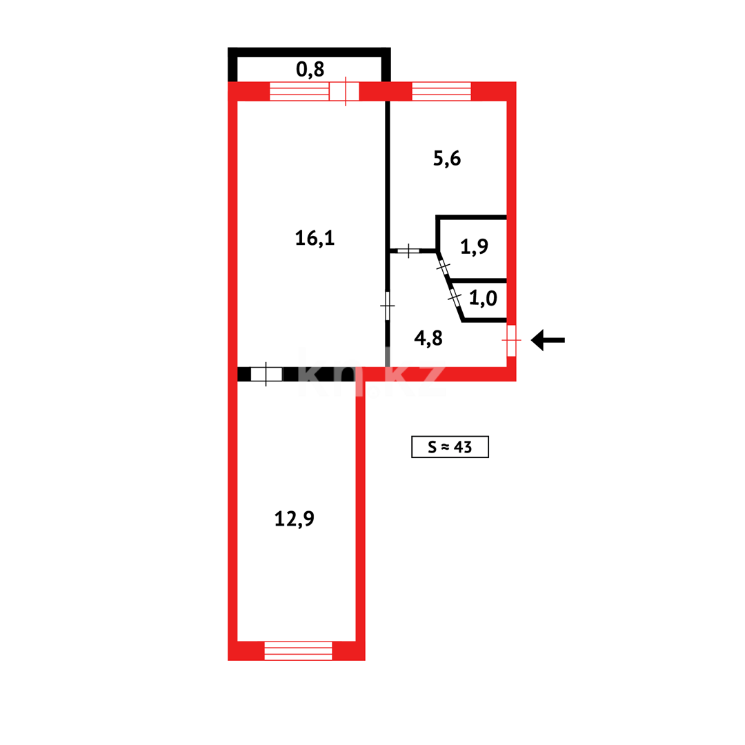 Продажа 2-комнатной квартиры, 44 м² в Караганде - фото 7