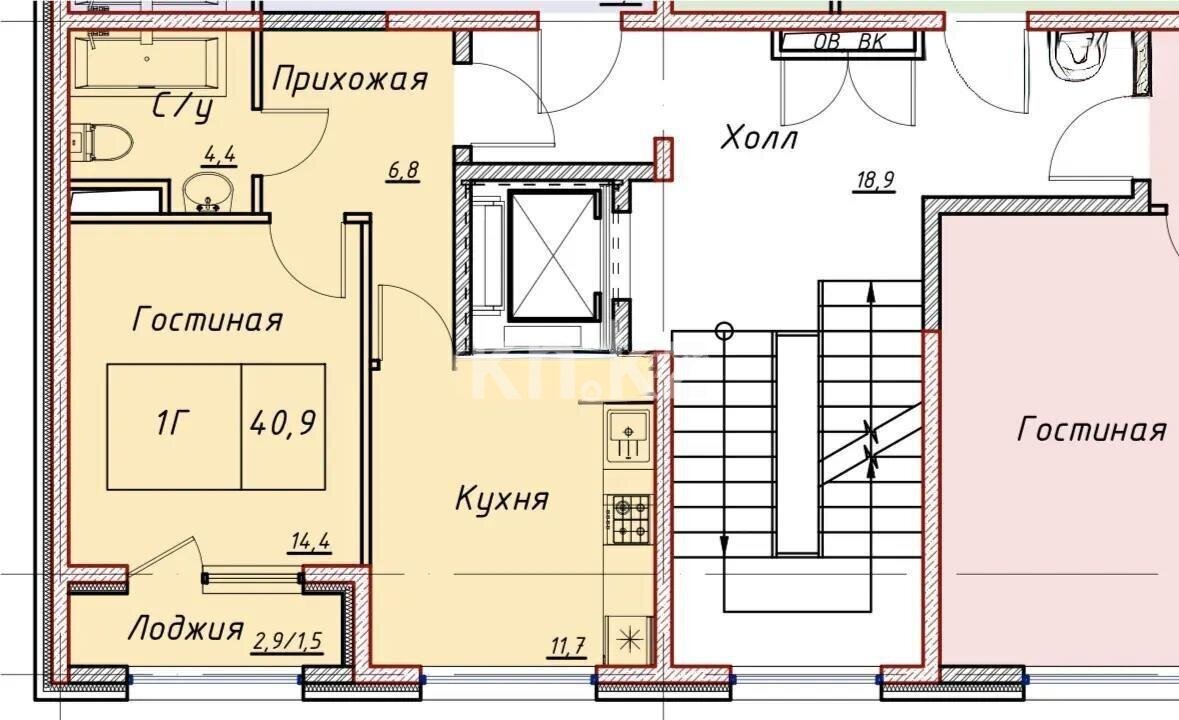 Продажа 1-комнатной квартиры, 40.9 м² в Алматы