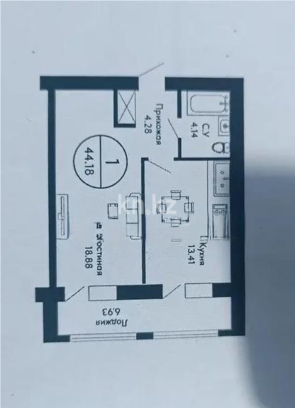 Продажа 2-комнатной квартиры, 44.18 м² в Астане - фото 2