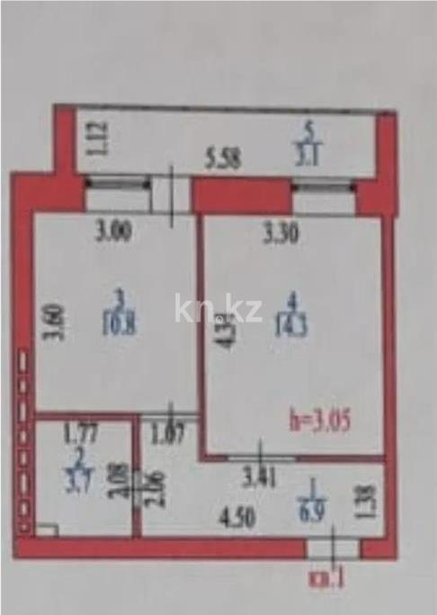 Продажа 1-комнатной квартиры, 39 м² в Астане