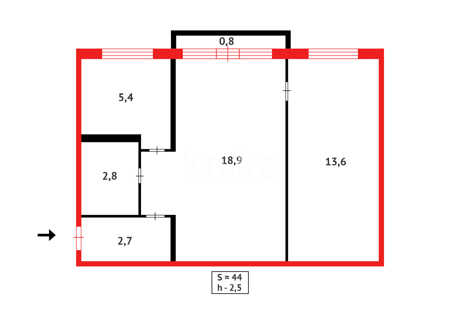 Продажа 2-комнатной квартиры, 44 м² в Караганде - фото 7