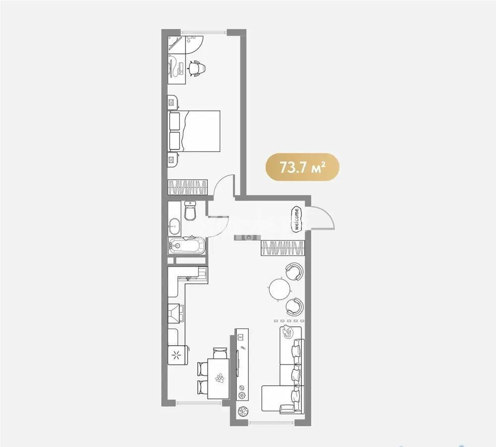 Продажа 2-комнатной квартиры, 73.7 м², мкр. Шугыла, дом  340/41 в Алматы