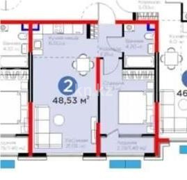 Продажа 2-комнатной квартиры, 48.53 м² в Алматы