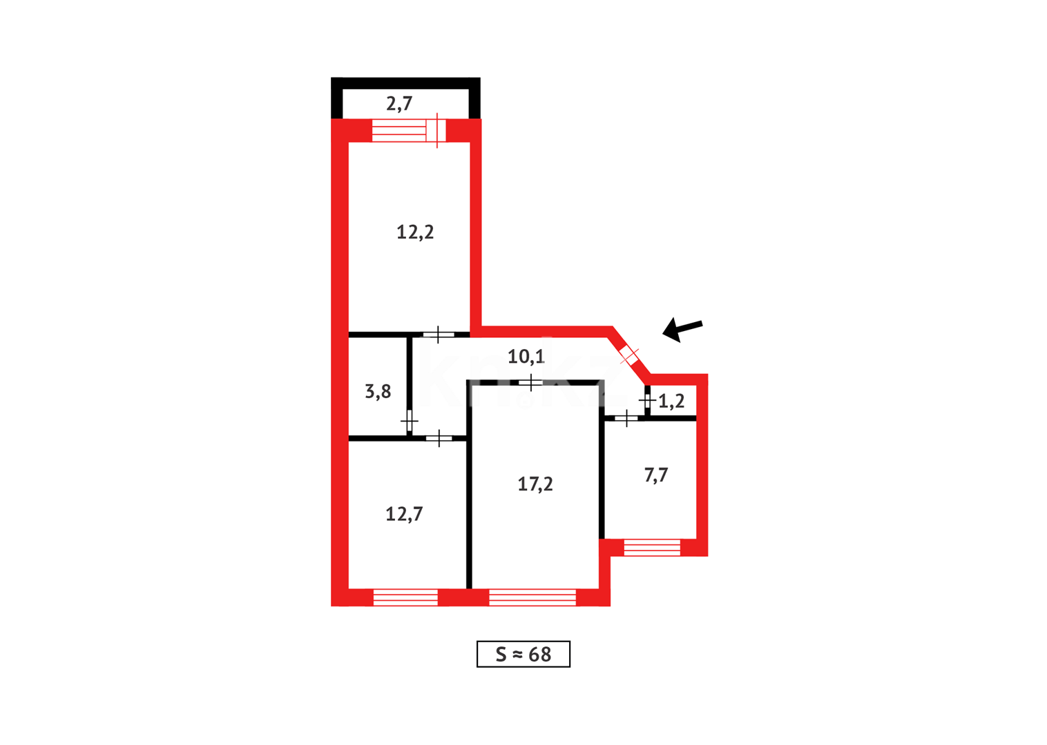Продажа 3-комнатной квартиры, 67 м² в Караганде - фото 4