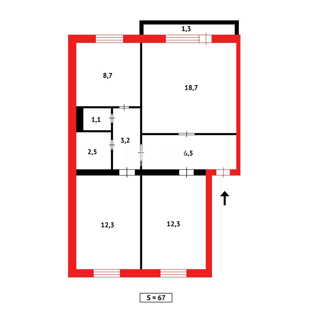 Продажа 3-комнатной квартиры, 66 м² в Абае - фото 8