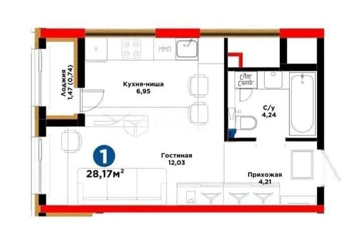 Продажа 1-комнатной квартиры, 28 м² в Астане
