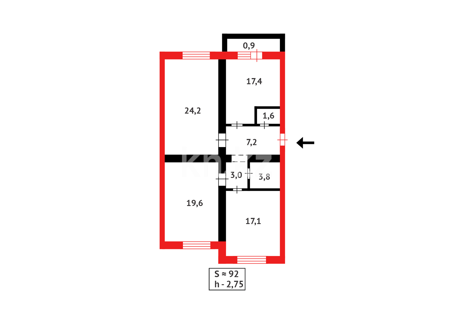 Продажа 3-комнатной квартиры, 92 м², пр. Момышулы, дом  4 в Астане - фото 4