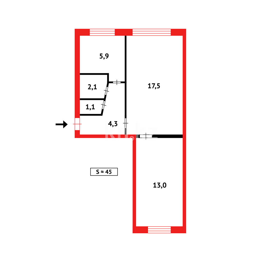 Продажа 2-комнатной квартиры, 45 м² в Караганде - фото 10