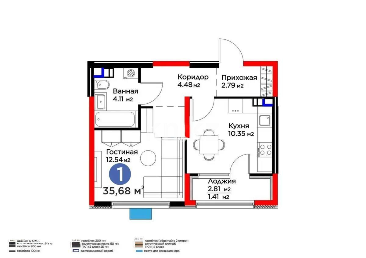 Продажа 1-комнатной квартиры, 34.8 м² в Алматы