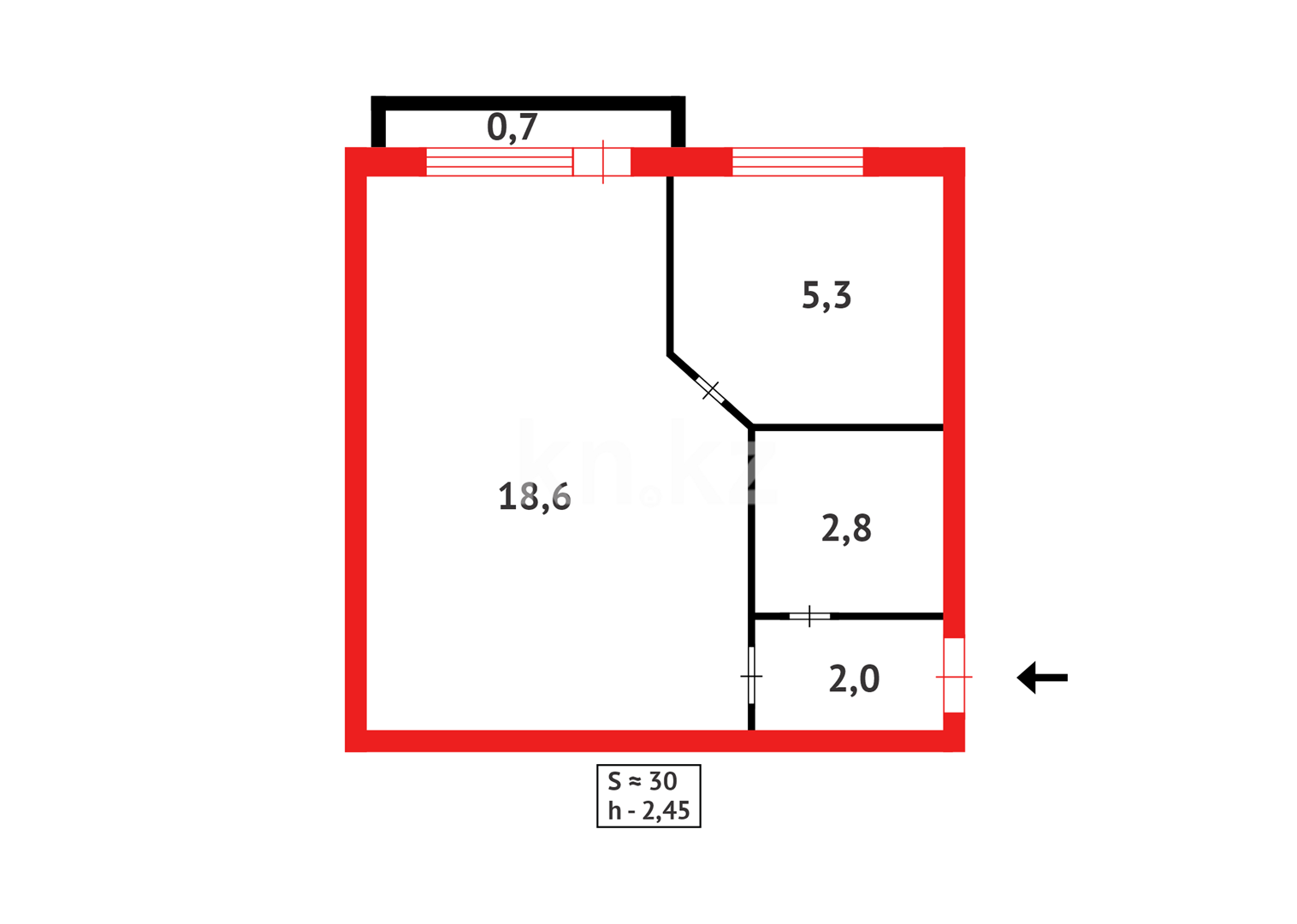 Продажа 1-комнатной квартиры, 30 м², ул. Аманжолова, дом  21 в Караганде - фото 10