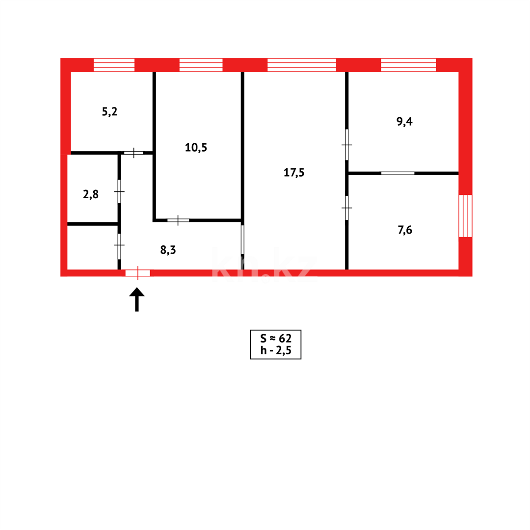 Продажа 4-комнатной квартиры, 61 м², ул. Абая в Темиртау - фото 16