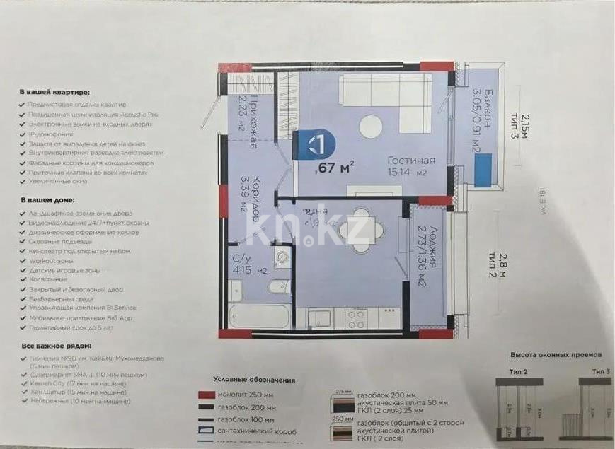 Продажа 1-комнатной квартиры, 37 м² в Астане
