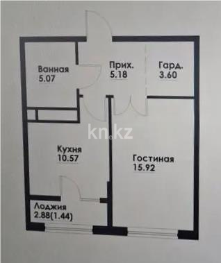 Продажа 1-комнатной квартиры, 41.78 м² в Алматы